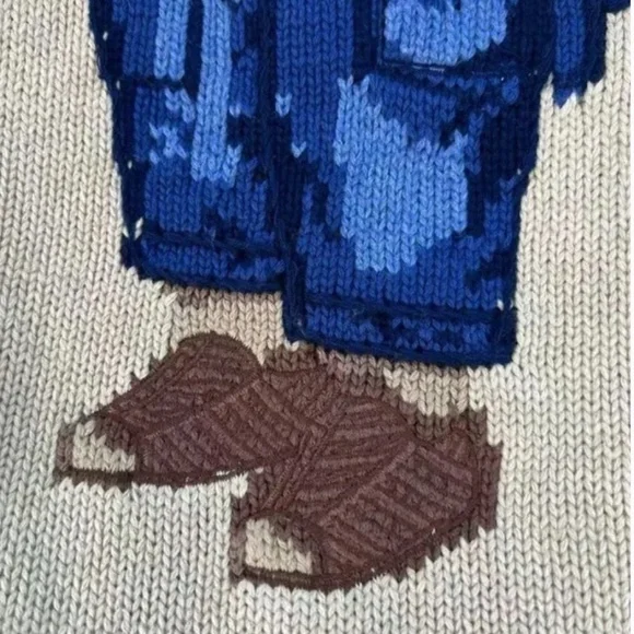 NWOT Polo Ralph Lauren Bear Rolled Neck Tan Cotton Sweater Size US XL - Picture 4 of 6